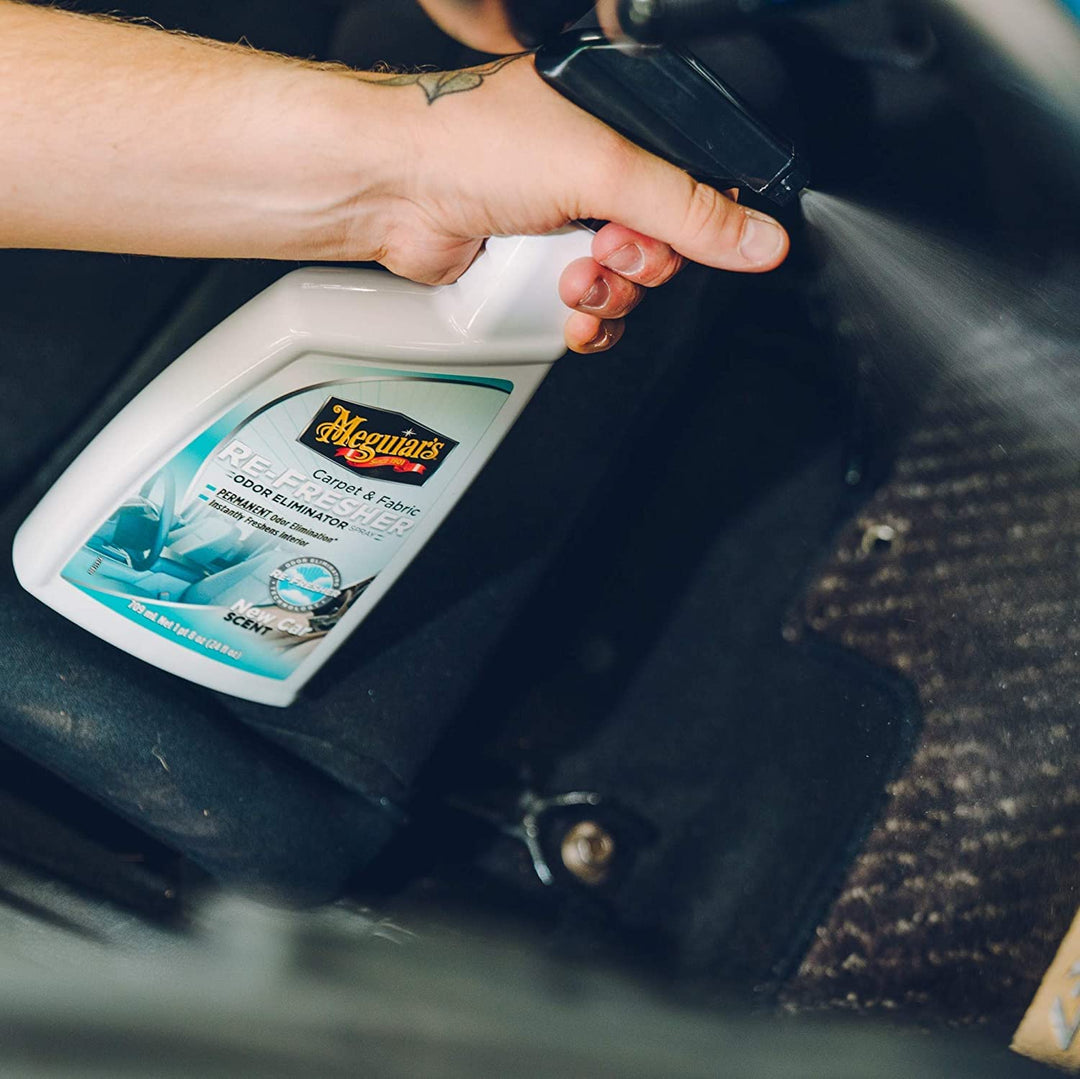 Meguiar’s Carpet &amp; Cloth Re-Fresher Odor Eliminator Spray - Interior Fabric Odor Eliminator - Permanently Eliminates Odors &amp; Freshens Fabrics in your Car, Easy to Use Trigger Spray, 24 Oz