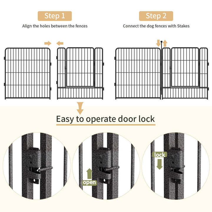 Dog Playpen,24/32/40 Inch Height in Heavy Duty,Folding Indoor Outdoor Dog Exercise Fence, Portable Pet Playpen with Door for Large Medium Dogs - Silver Gray (8 Panels, 32 inch)