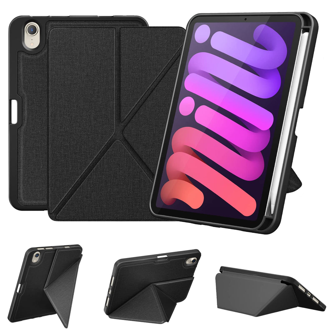 Case for iPad Mini 7 (A17 Pro) 2024 / iPad Mini 6 2021 8.3 inch with Pencil Holder, Multi-Angle Magnetic Standing Cover for iPad Mini 7th/6th Generation [Auto Wake/Sleep], Black