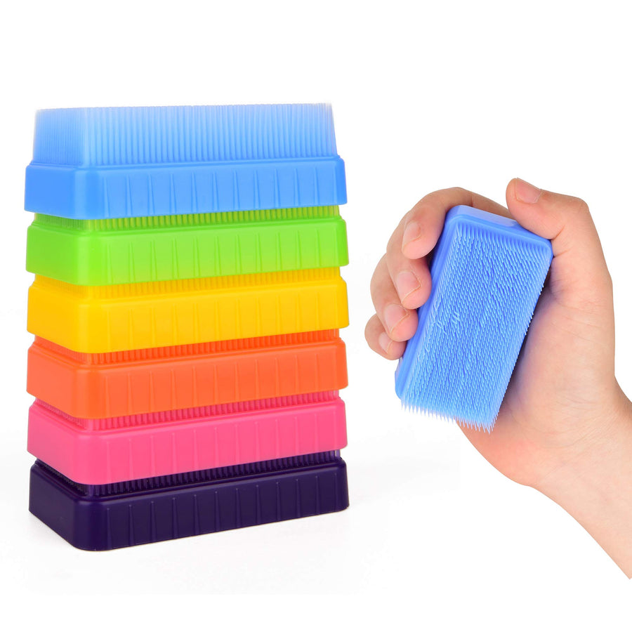 Sensory Brush Therapressure Therapy Brush for Occupational and Sensory Brushing, Stimulating, Calming Tools for Kids and Adults, Soft Flexible Bristles, Latex Free (Colored 6-Pack)