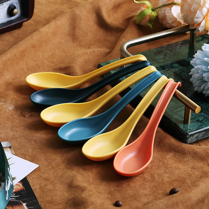 Soup Spoon, ECO Friendly Dinner Spoon,Made of Food Grade PP, BPA Free,Easy Clean,Dishwasher Safe Set of 12(Mix Color)