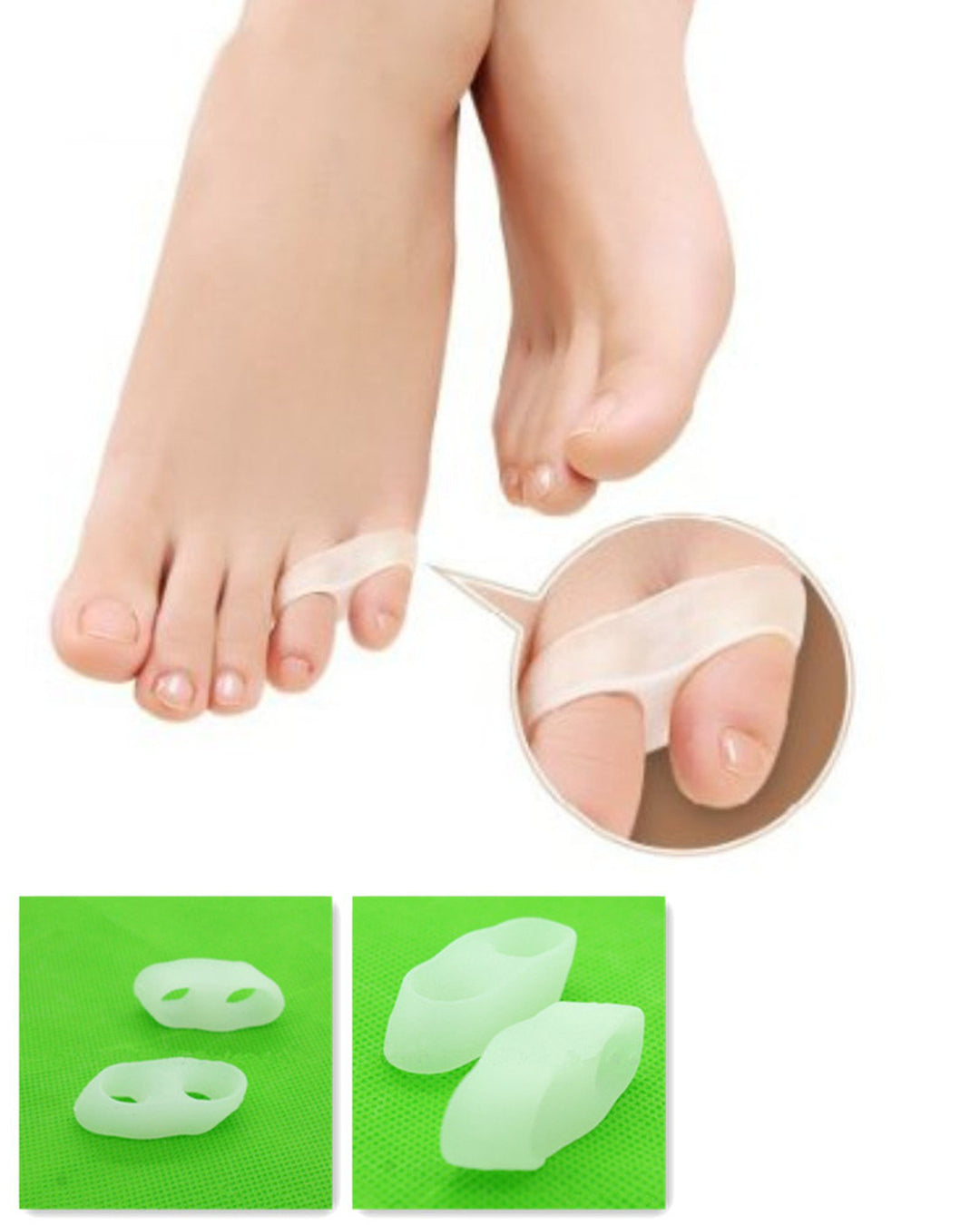 AnHuaUnisex Small Toe Soft Silicone 2 Holes Orthotics Bunion Tail Toe Straightener Separator Shield Protector Spreader Corrector Adjuster Foot Pain Relief