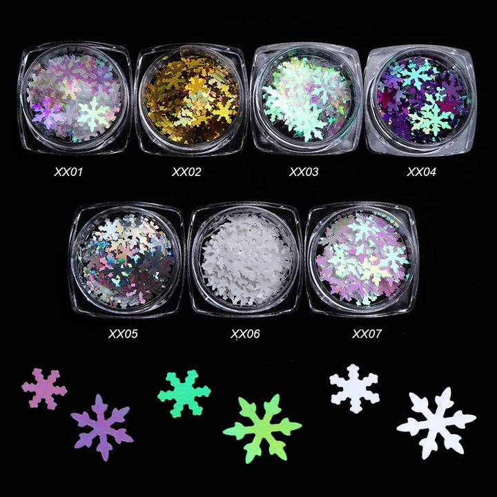 7Boxes: Miss Babe 1 Sets / 7Boxes Snowflake Sequins for Nail Art Decoration Glitter Set Mermaid Laser Sparkly DIY Accessories Christmas Nail Flake Trendy Girl Gifts