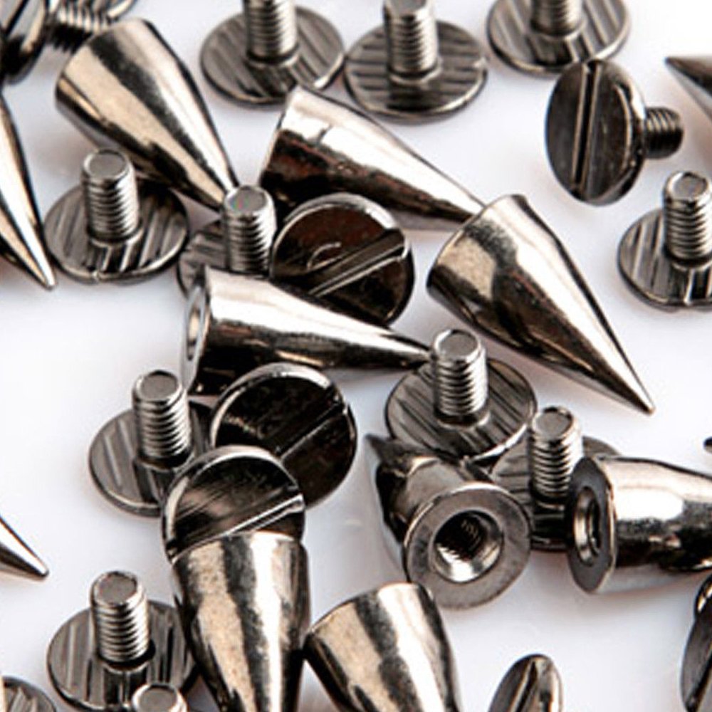 30 Sets 13MM Black Gunmetal Color Bullet Cone Spike Stud Metal Screw Back DIY Leather-Craft