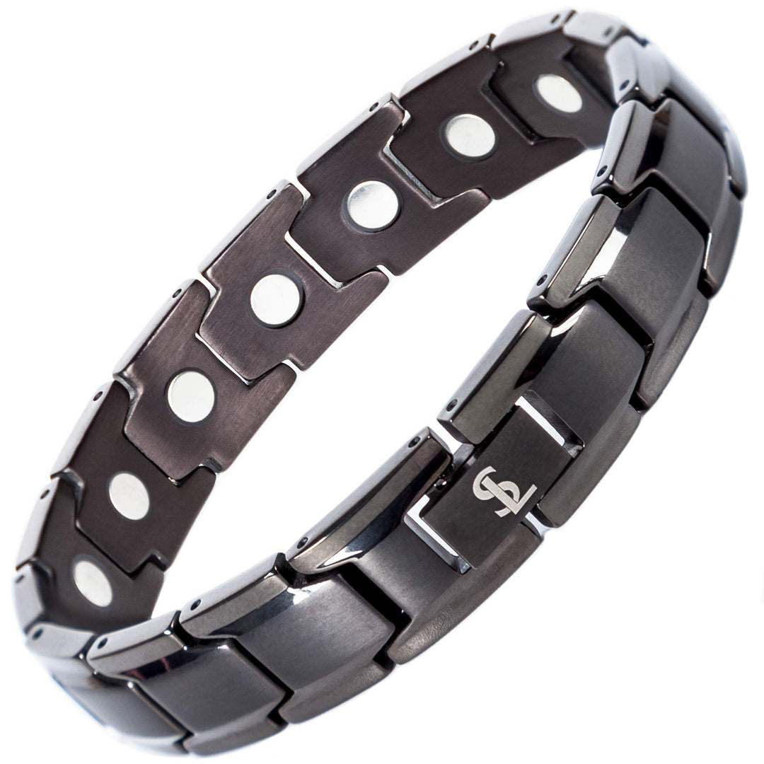 Elegant Titanium Magnetic Bracelet for Men and Women- Adjustable Bracelet Length with Sizing Tool for Perfect Fit, Women Mens Bracelet (Gunmetal Gray)