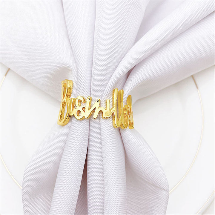 Napkin Rings- 6 Pcs Bismillah Letter Metal Napkin Ring 