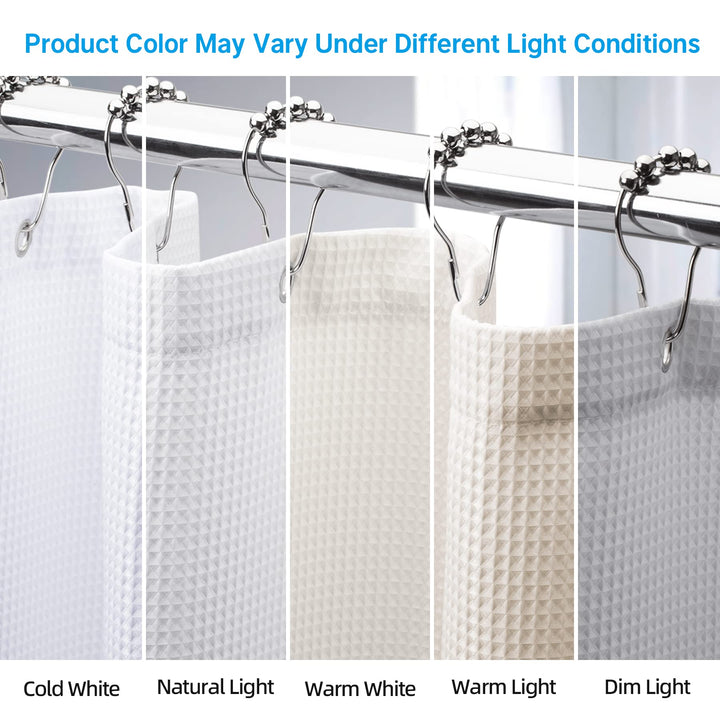78 Inch Shower Curtain Fabric, Waffle Shower Curtain 72x78 Inches, Long Shower Curtain White Heavy Duty Hotel Quality Bathroom Shower Curtains