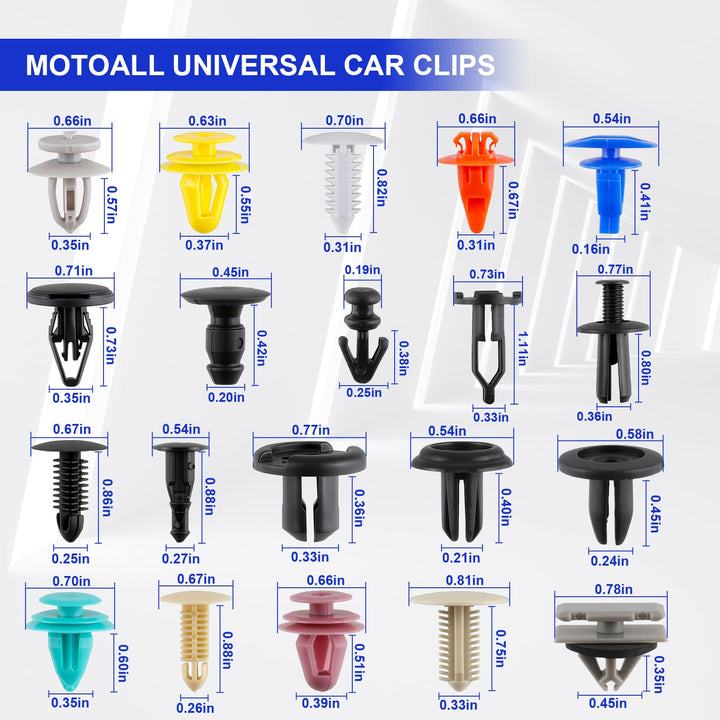 500pcs Universal Mixed Auto Car Nylon Bumper Fender Trim Panel Shield Engine Cover Retainer Fastener Rivet Push Clips for GM Ford Chrysler Toyota Lexus Honda Acura Dodge Jeep