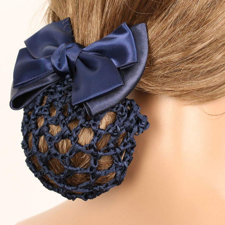 9 Pieces Bowknot Snood Net Barrette Hair Clip Bun Cover Hairnet Lace Bow Decor for Woman, Black