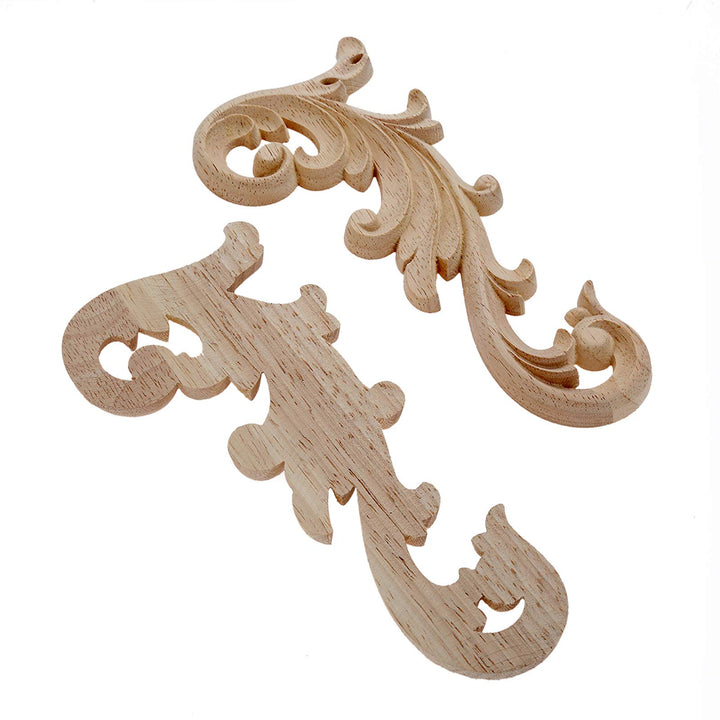 MUXSAM 2-Pair Clear Carved Wood Appliques Onlay, 24x12c