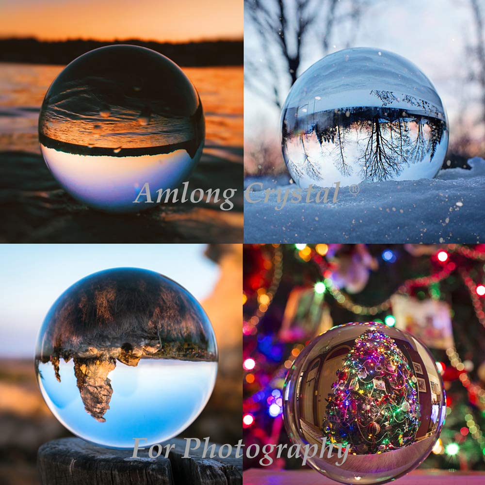 Meditation K9 Crystal Ball 3.25 inch (80mm) Diameter for Photography, Lensball, Decorative Ball with Free Crystal Stand and Gift Box, Clear