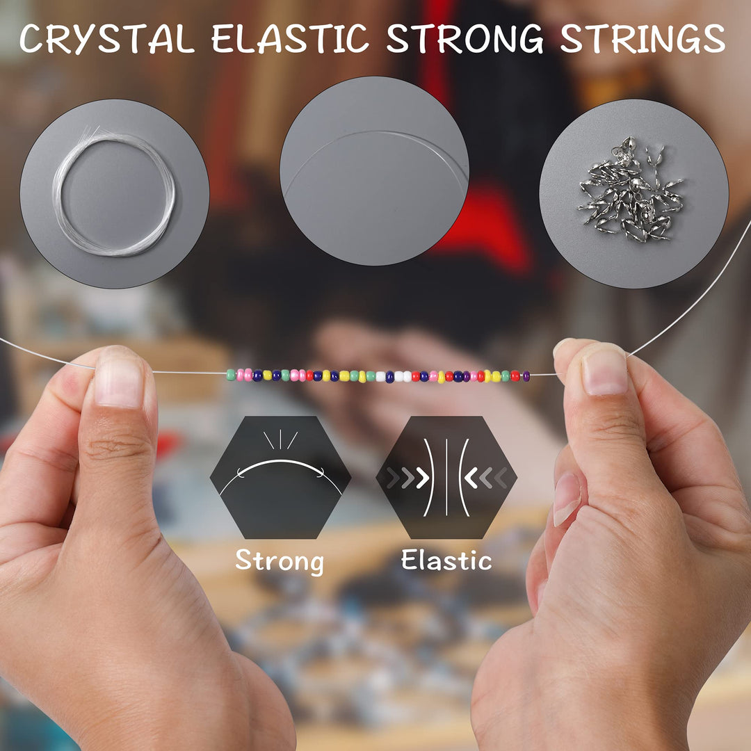 2400Pcs 6/0 4mm Seed Beads for Jewelry Making, Bulk Pony Opaque Bead Colorful Neon Beads Set for DIY Bracelet Earring Necklace Craft with Crystal Elastic String