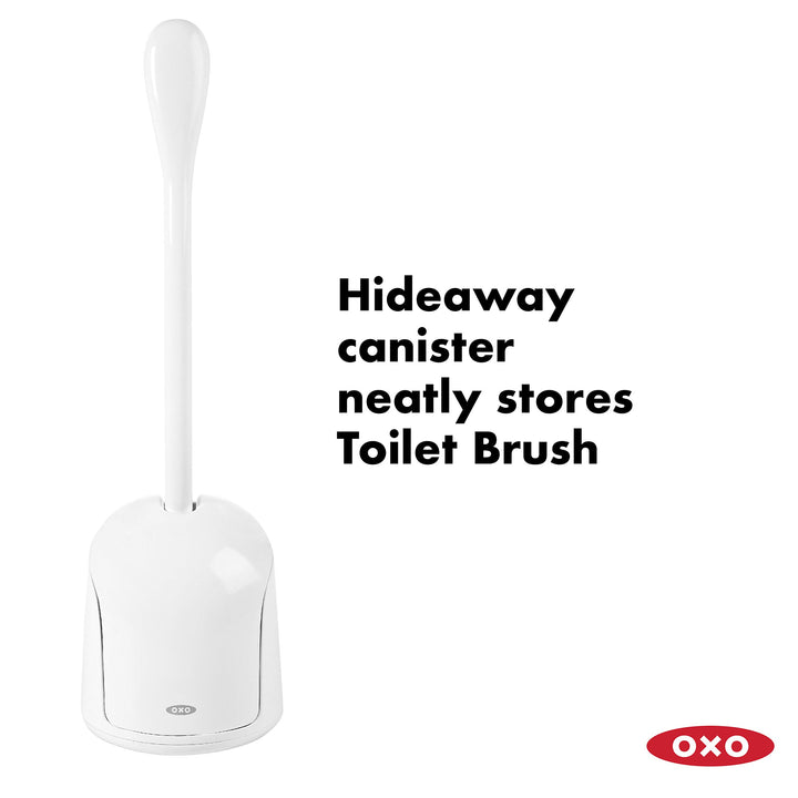 Good Grips Compact Toilet Brush &amp; Canister, White, 6 x 4-3/4 x 17-1/4 h