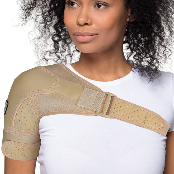 FIGHTECH Shoulder Brace for Torn Rotator Cuff for Men and Women - 4 Sizes - Support & Pain Relief (Nude, Small/Medium)