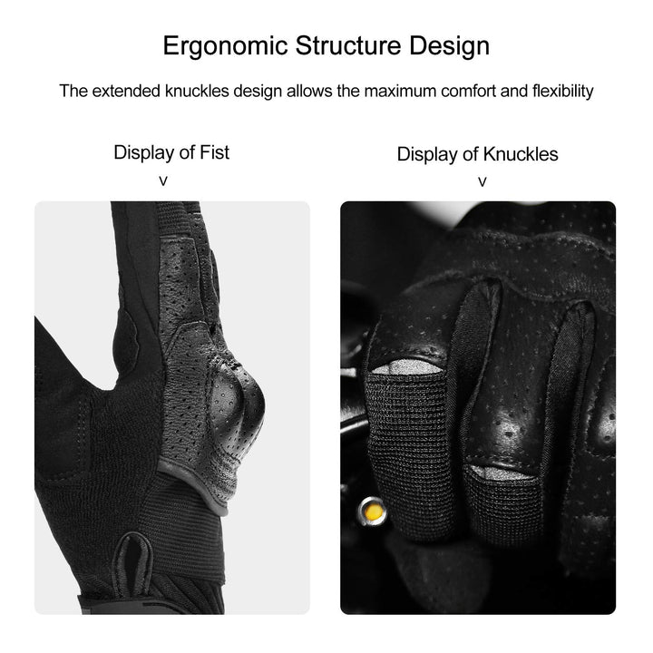 Motorcycle Gloves for Men and Women Touchscreen Breathable Full Finger Motorbike Gloves for BMX ATV MTB Riding, Black M