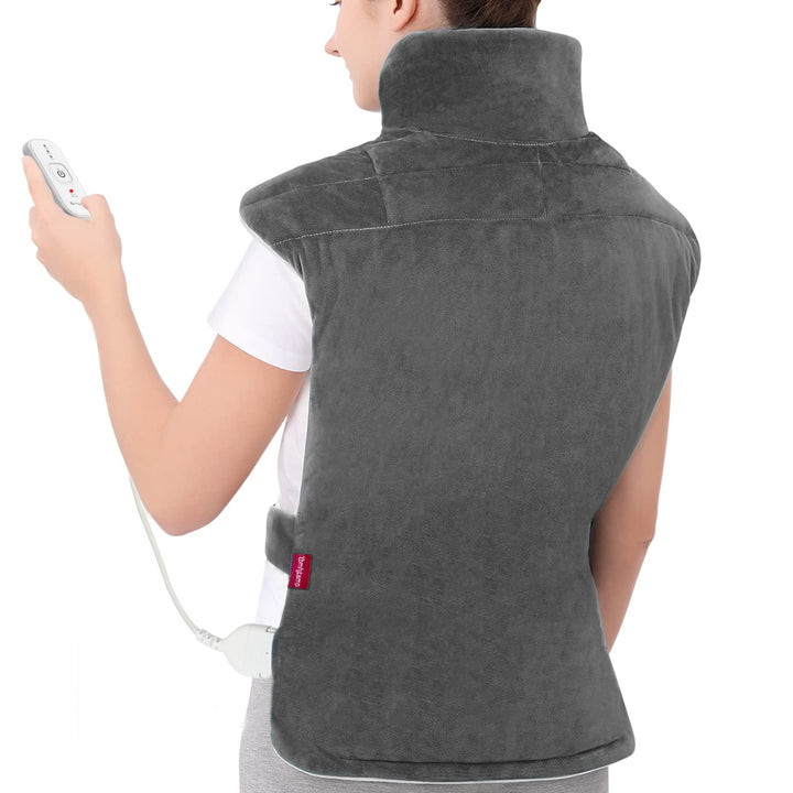 Comfytemp Heating Pad for Back Pain Relief, FSA HSA Eligible 22x33 XXL Weighted Electric Neck Shoulders Heat Pad, 2H Auto-Off, Large Back Heated Wrap, Birthday Gifts for Women Men, Washable, Gray