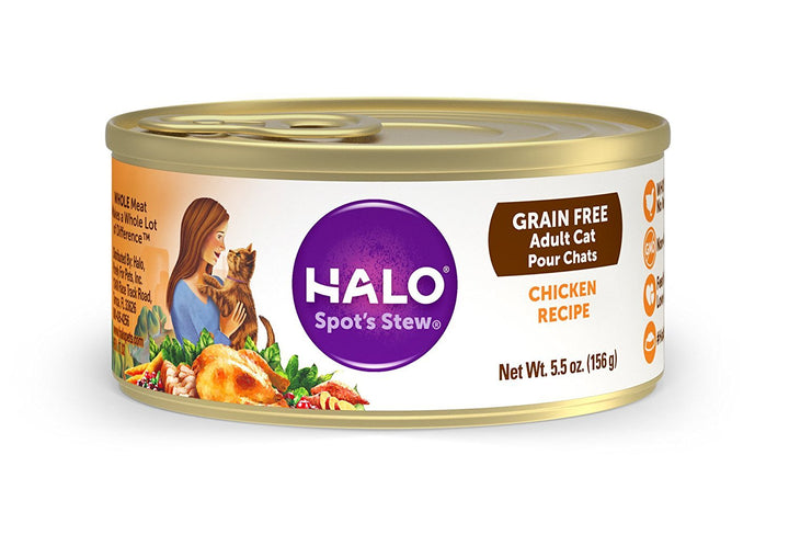Wet Cat Food Whole Chicken Recipe, Grain Free Wet Cat Pate, Canned Cat Food for Extra Hydration, 5.5 Oz Can (Pack of 12)