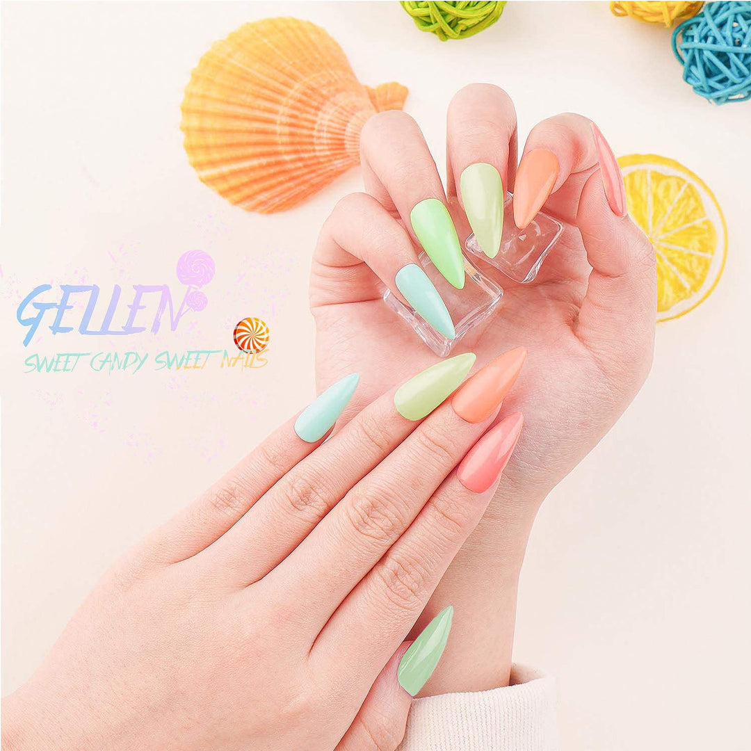 Gel Nail Polish Kit 6 Colors - Bright Candy 6 Colors Fresh Sweet Tones, Trendy Girly Summer Gel Polish Nail Art Gel Manicure Set