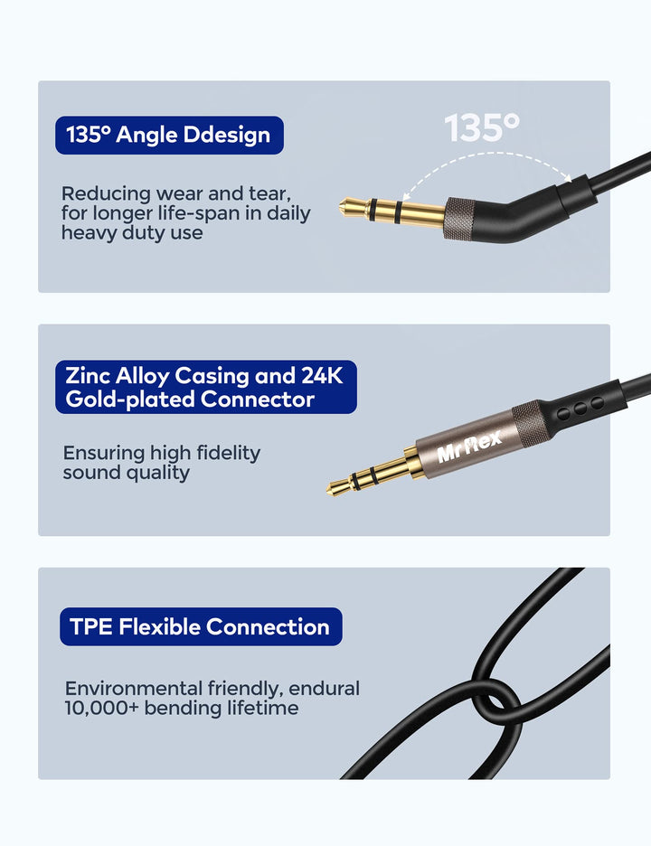 3.5mm to 2.5mm Aux Cable Cord for Bose 700 QuietComfort Ultra QC45 QC35II QC35 QC25 Noise Cancelling Headphones, JBL E45BT E55BT E65BTNC Bluetooth Earphone, Audio Replacement Wire (1-Pack, 5FT)