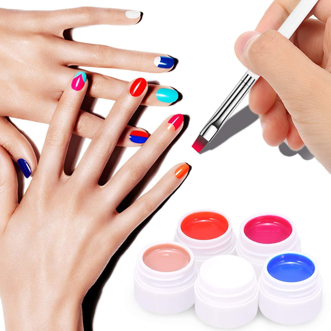 Nail Gel Polish, 36 Colors x 8ML Nail Art Pigment Set Nail Gel Builder Polish Solid Glue Extension Gel with One Nail Brush Nail Art Accessories