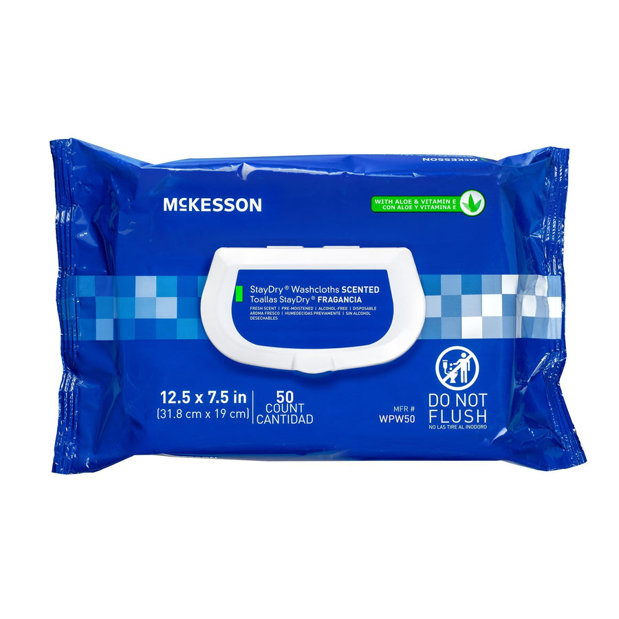 McKesson StayDryÃ‚® Disposable Washcloths with Aloe, 8 
