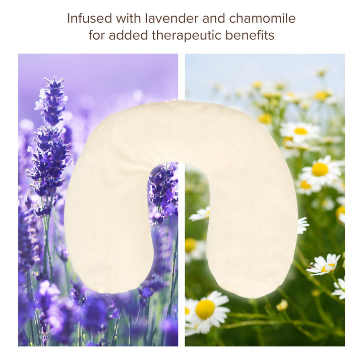 Neck Pillow Heating Pad for Neck and Shoulders with Moist Heat &amp; Aromatherapy, Lavender &amp; Chamomile, White