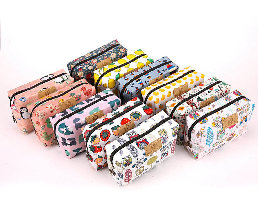 Cute Travel Makeup Pouch Cartoon Printed Toiletry Cosmetic Bag for Girls, Women (Strawberry)