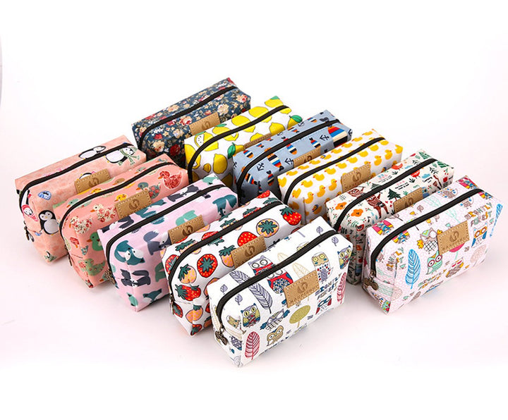 Cute Travel Makeup Pouch Cartoon Printed Toiletry Cosmetic Bag for Girls, Women (Strawberry)