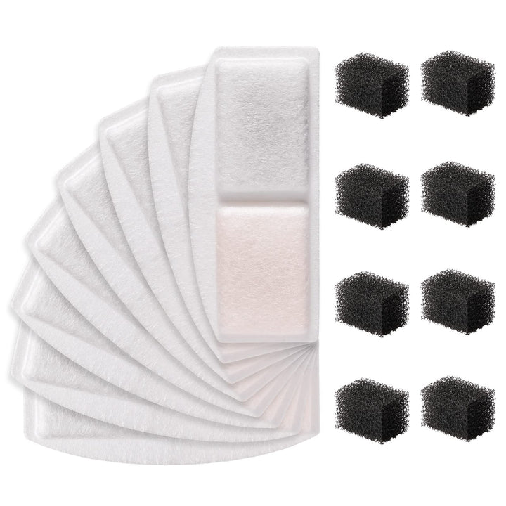 8 Pack Replacement Filters &amp; 8 Pack Replacement Pre-Filter Sponges for 100oz/3L Automatic Pet Fountain Cat Water Fountain Dog Water Fountain