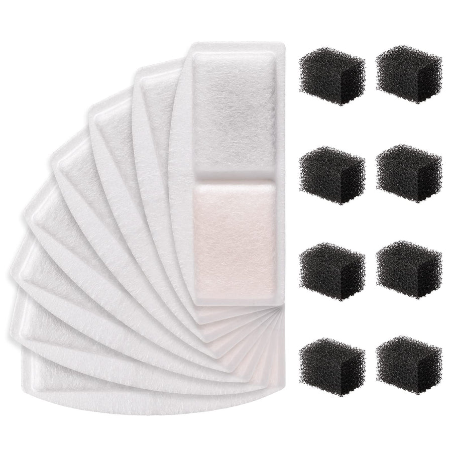 8 Pack Replacement Filters & 8 Pack Replacement Pre-Filter Sponges for 100oz/3L Automatic Pet Fountain Cat Water Fountain Dog Water Fountain