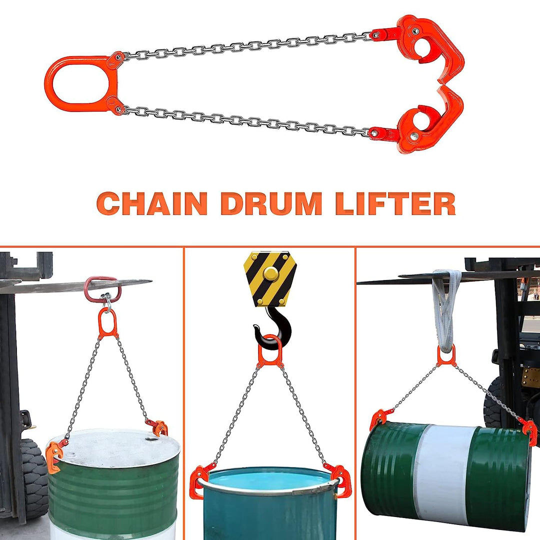 Chain Drum Lifter, 2200 Lbs 1Ton Capacity Galvanized G8