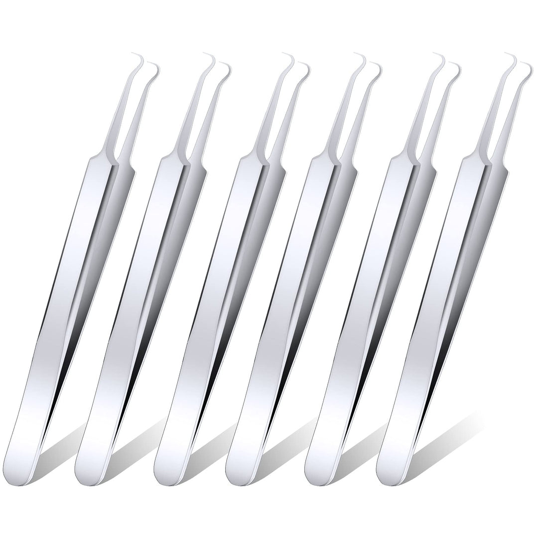 ANCIRS 6 Pack Acne Pimple Blackhead Remover Tweezers, S