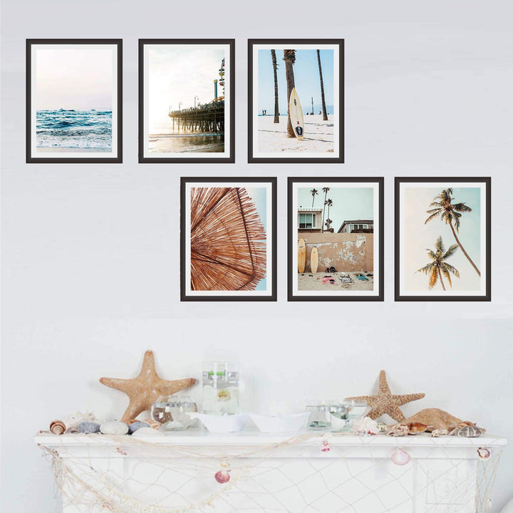 Summer California Scenery Beach Palm Coastal Wall Art P