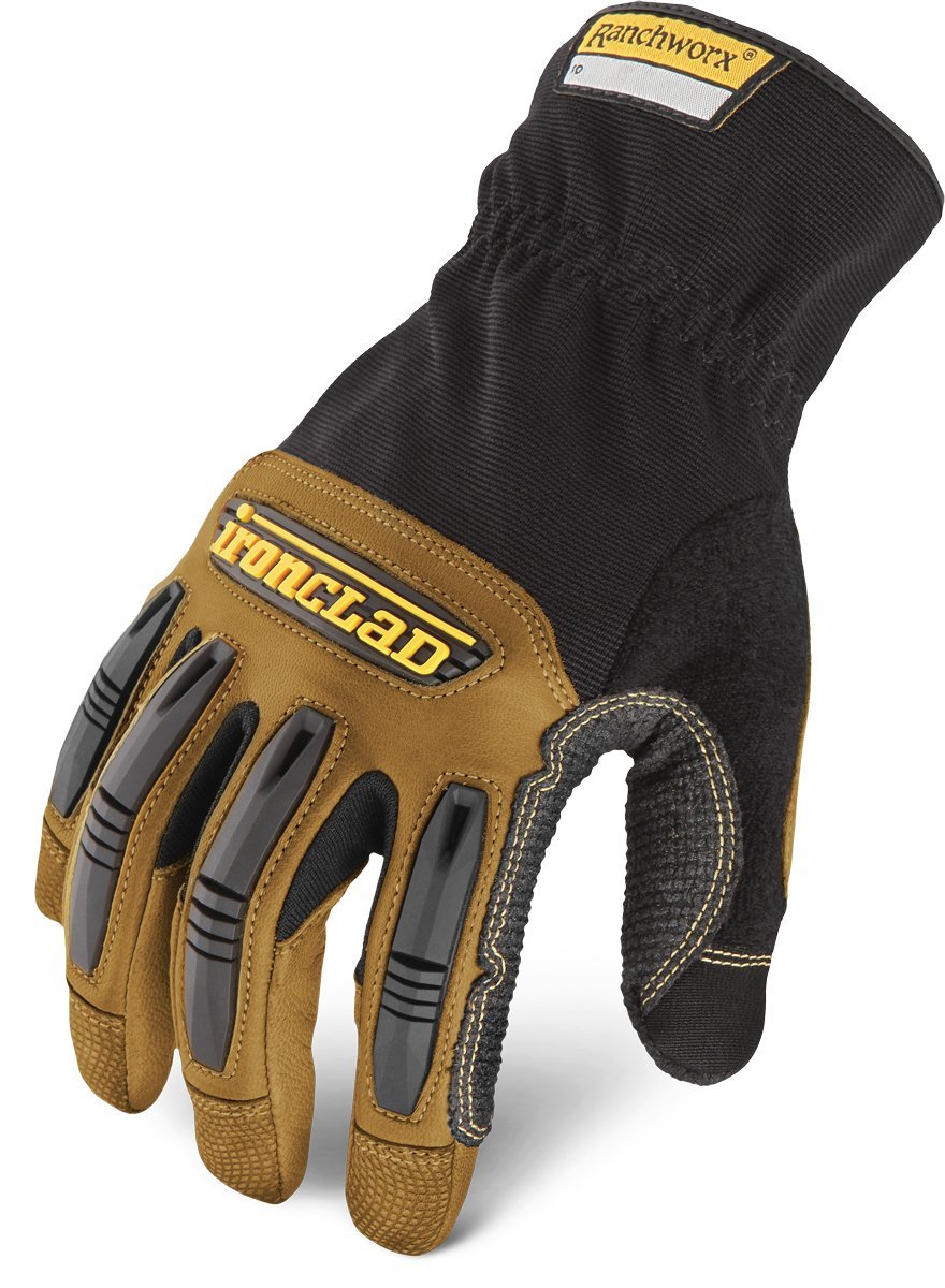 Ranchworx Work Gloves RWG2, Premier Leather Work Glove, Performance Fit, Durable, Machine Washable, (1 Pair), RWG2-04-L,Brown/Black