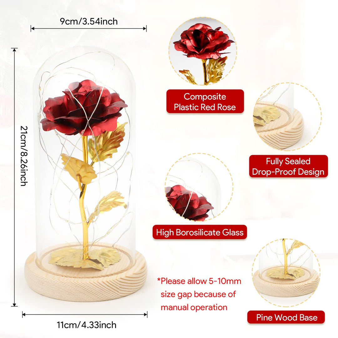 for Women, Birthday Gifts for Women Girlfriend, Colorful Artificial Flower Galaxy Rose in Glass Dome with LED Light for Mom Wife Grandma on Anniversary, hristmas, Valentine&#39;s Day