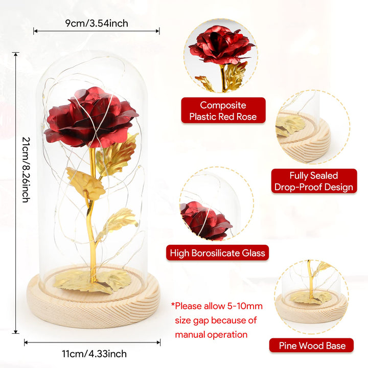 for Women, Birthday Gifts for Women Girlfriend, Colorful Artificial Flower Galaxy Rose in Glass Dome with LED Light for Mom Wife Grandma on Anniversary, hristmas, Valentine&#39;s Day