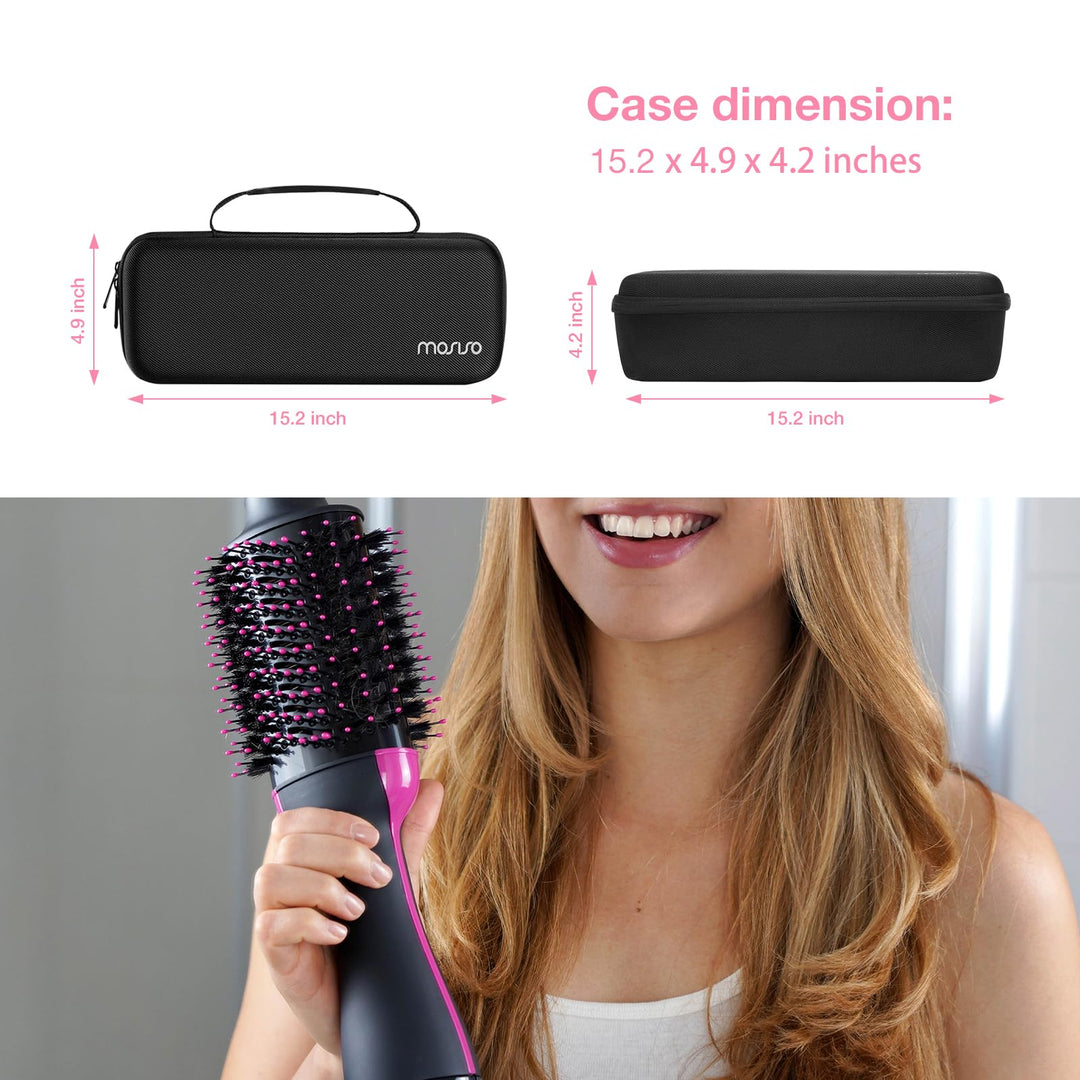 Hard Travel Case Storage Bag Compatible with Revlon One-Step Hair Dryer Brush 1.0 &amp; PLUS 2.0, EVA Carrying Case Cover Protective Hard Shell Sleeve with Hot Air Brush Pouch, Black