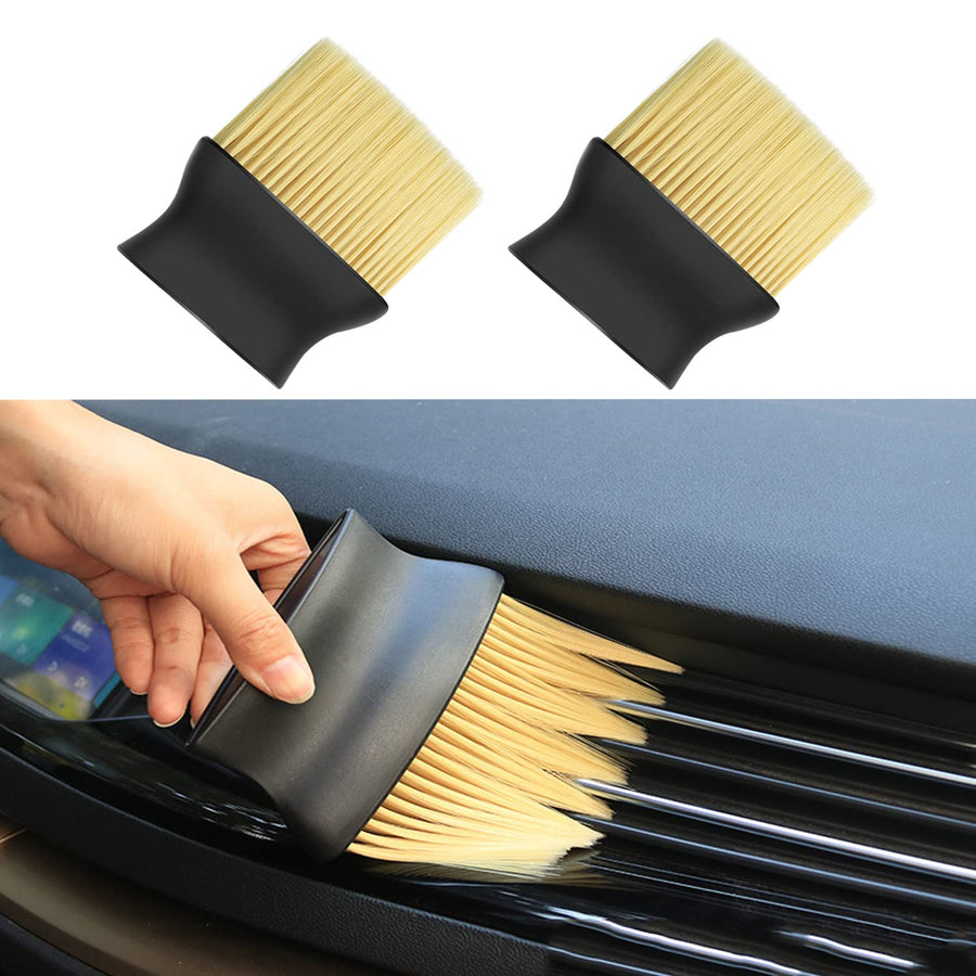 Auto Interior Dust Brushes for Cleaning Interior and Exterior, 2pcs Car Cleaning Brush Duster, Soft Bristles Detailing Brush Dusting Tool for Automotive Dashboard, Air Conditioner Vents.