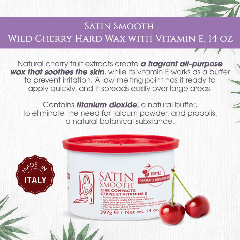 Satin Smooth Wild Cherry Hard Wax with Vitamin E, 14 Ounce