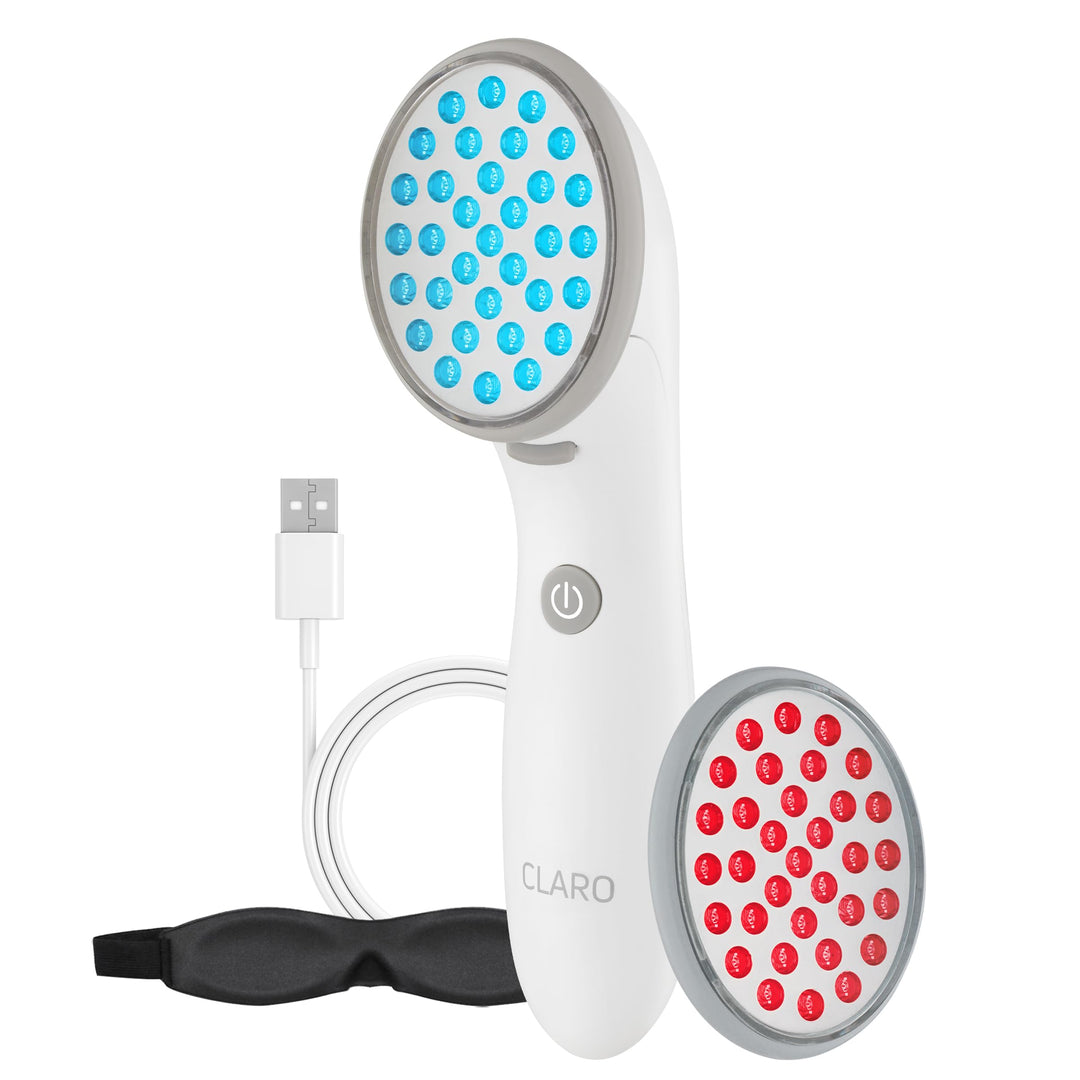 Spa Sciences CLARO Clinically Proven Blue &amp; Red LED Acne Treatment Light Therapy System-FDA Cleared-Rechargeable- Professional Home Acne Healing/Clearing Treatment