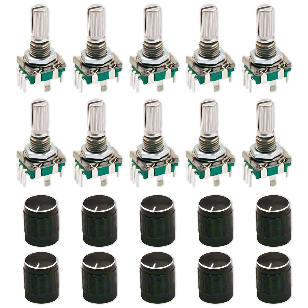 10 Set 360 Degree EC11 Rotary Encoder - Digital Potentiometer with 20mm Code Push Button Switch and Knob Cap for Arduino
