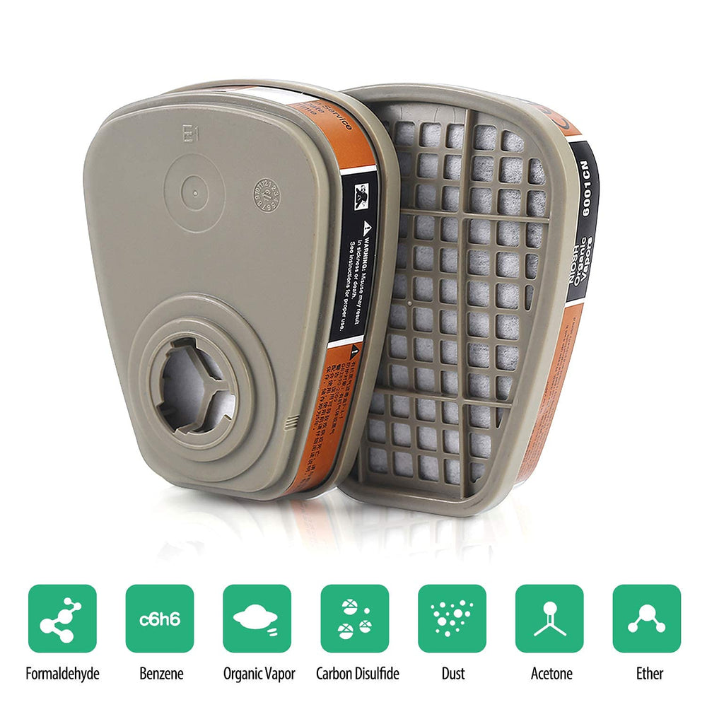 6001 Filter Cartridges Replacement for Gas Respirator - Activated Carbon Filters Dust-Proof, Organic Vapor, Pollen Cartridges Compatible with 6200, 6800, 7502,FF402 Respirator