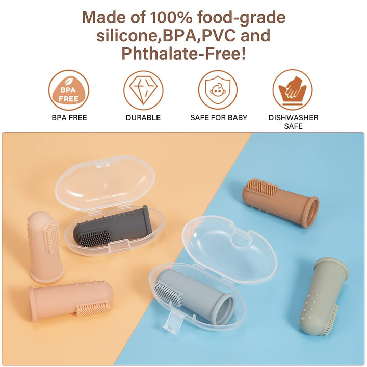 TOPGOMES Baby Finger Toothbrush with Case, Food Grade S