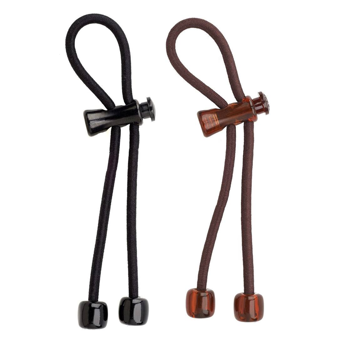 Brown &amp; Black : Sliding Ponytail Holders Double Pack Acrylic Charms (Brown &amp; Black)