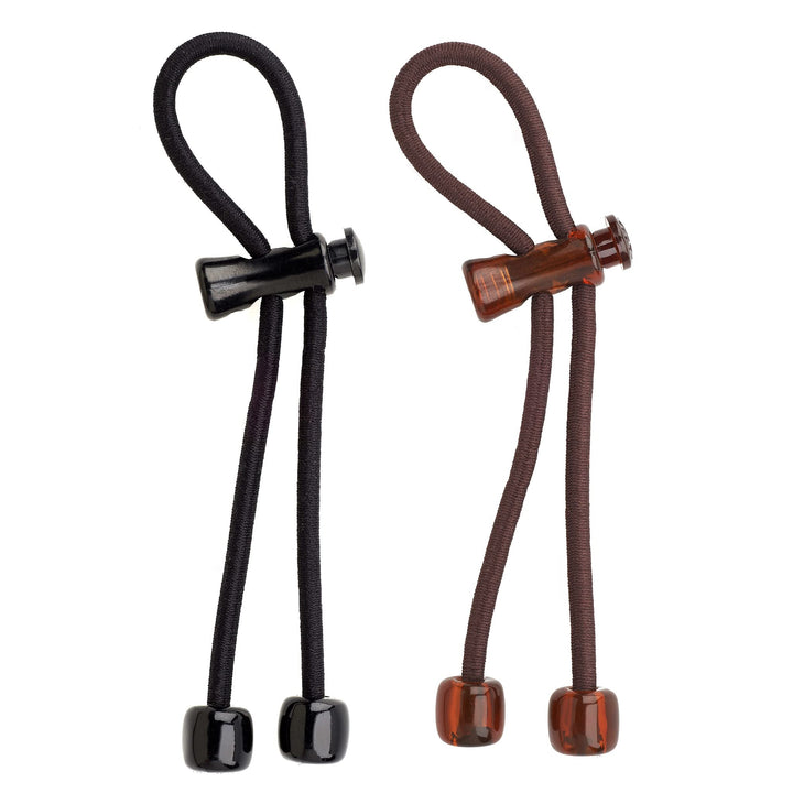 Brown &amp; Black : Sliding Ponytail Holders Double Pack Acrylic Charms (Brown &amp; Black)