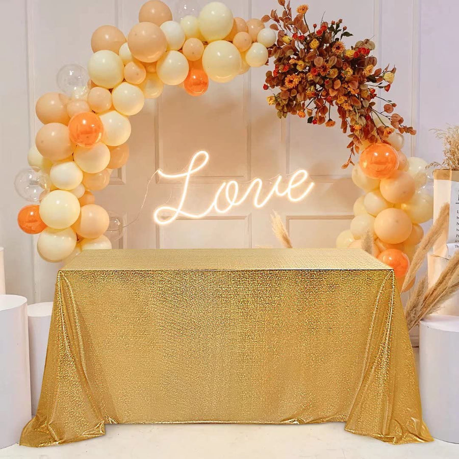 Gold Sequin Tablecloth for Parties 60x102 Inch - Sparkle Glitter Table Cloth Laser Rectangle Table Cover Overlay for Wedding Baby Shower Ceremony Birthday Cake Table Holiday Banquet Decoration
