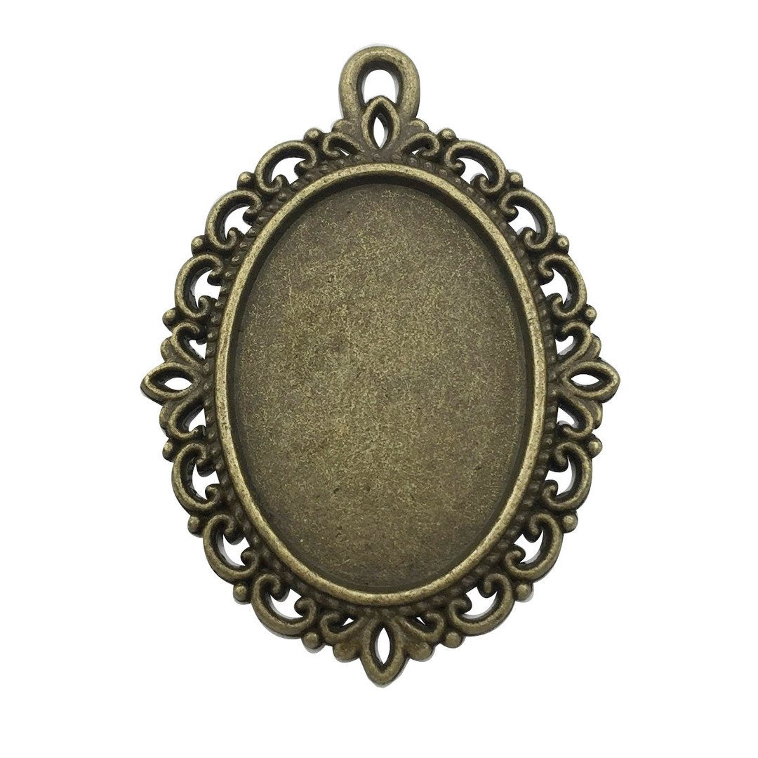 10 Sets Fit 18mm Moon Rotation Double Side Round Blank Bezel Pendant Trays Base Cabochon Settings Trays Pendant Blanks Jewelry Making DIY Findings (M133)