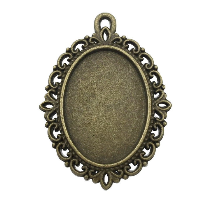 10 Sets Fit 18mm Moon Rotation Double Side Round Blank Bezel Pendant Trays Base Cabochon Settings Trays Pendant Blanks Jewelry Making DIY Findings (M133)