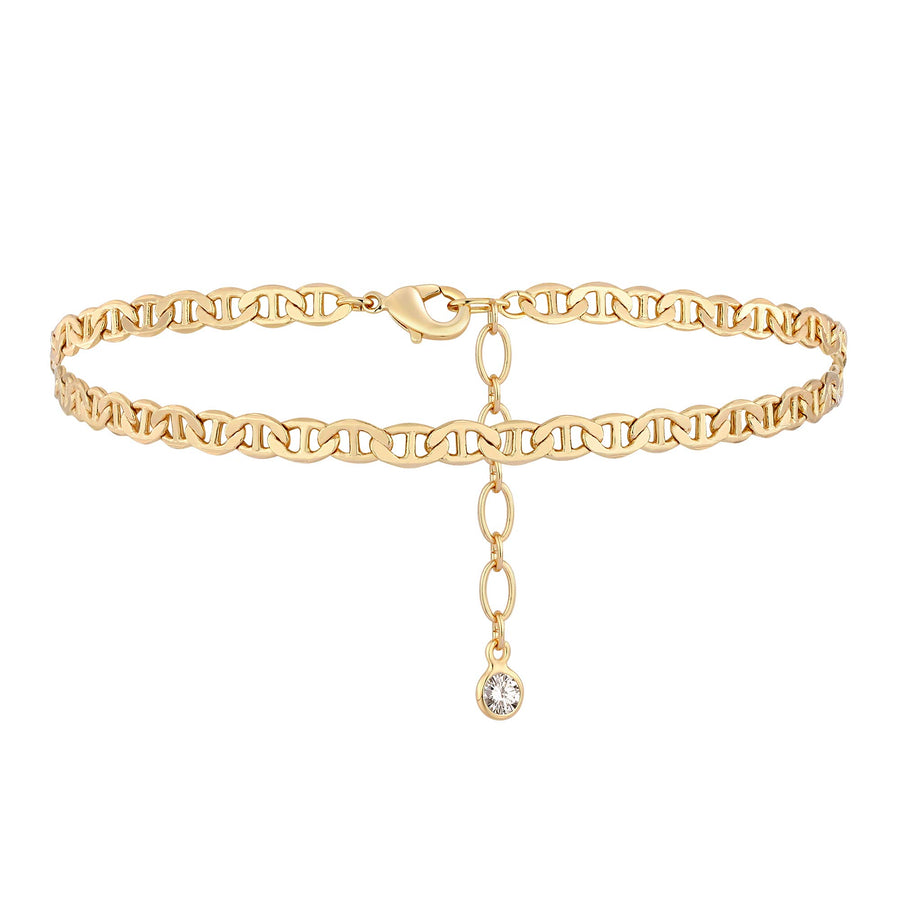 Link Chain Anklet 14K Gold Plated Boho Cute Dainty Mariner Chain Foot Ankle Bracelet Women