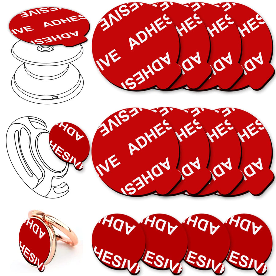 8 Pack Sticky Adhesive Compatible with Socket Base, Double-Sided Replacement Tape for Collapsible Grip & Stand Back, 4pcs Sticker Pads for Car Magnetic Phone Holder